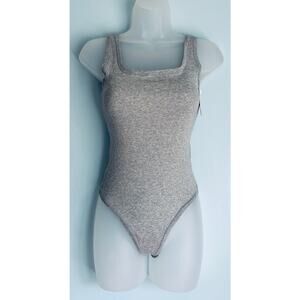 Gap Body Cotton Rib Bodysuit Small Gray